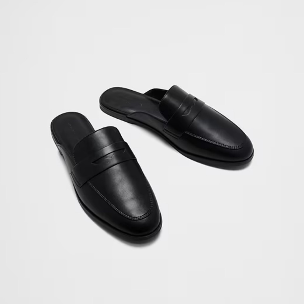 Banana Republic Black Vegan Leather Mule Women's Loafers